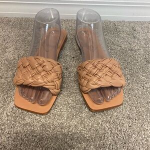 Marc Fisher Braided Tan Slide Sandals Size 8